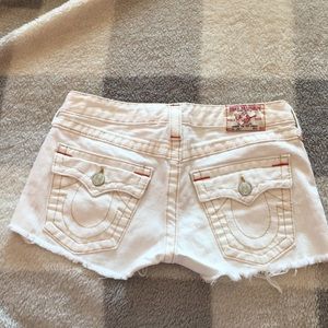 Beautiful White True Religion Jean Shorts